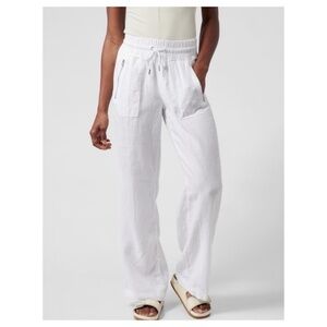 Athleta White Straight-Leg Drawstring Pants
